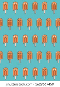 kawaii pattern with orange ice cream