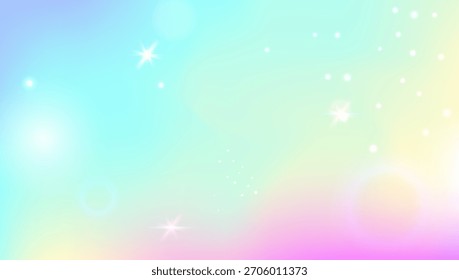 Padrão Kawaii. Holograma Mágico Rosa E Fundo Bonito De Unicórnio. Gradiente de Fada Roxo. Fundo De Neon Brilhante Da Galáxia, Céu E Luz Do Universo. Padrão Kawaii Azul.