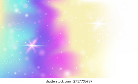 Patrón Kawaii. Fondo De Princesa Rosa Y Hermoso Gradiente De Hadas. Holograma del arco iris púrpura. Brillo Y Brillo En Un Lindo Espacio De Universo De Fantasía. Patrón Kawaii azul.