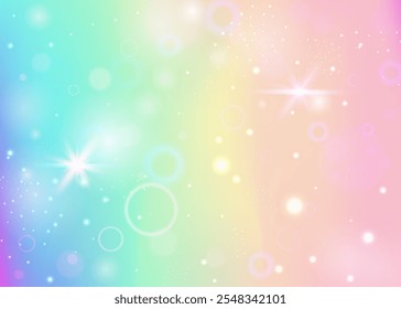 Motif Kawaii. Hologramme de princesse rose. Dégradé de fées. Maille étincelante holographique. Invitation Pastel Violet. Arrière-Plan Cosmique Lilas. Fond de licorne. Motif de fête Kawaii.