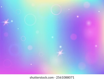 Kawaii Pattern. Pink Rainbow Invitation. Princess Hologram. Fairytale Magical Mesh. Purple Colorful Gradient. Lilac Galaxy Background. Fairy Texture. Stars Kawaii Pattern.
