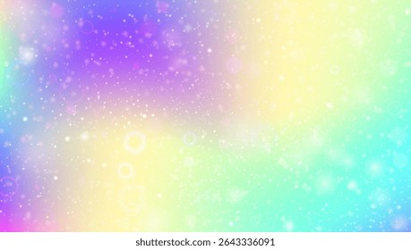 Kawaii Pattern. Pink Unicorn Hologram And Beautiful Rainbow Background. Purple Fairy Gradient. Cosmic Candy Light With Holographic Sparkle Texture. Blue Kawaii Pattern.