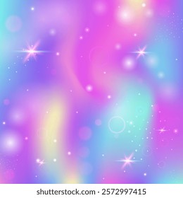 Kawaii Pattern. Purple Princess Gradient. Unicorn Hologram. Iridescent Girlish Invite. Pink Cosmic Background. Blue Pastel Invitation. Magic Texture. Dream Kawaii Pattern.