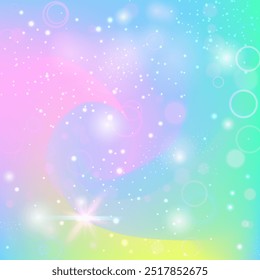 Kawaii Pattern. Yellow Fairy Hologram. Magic Gradient. Iridescent Colorful Mesh. Green Blurred Invitation. Pink Sparkles Background. Princess Texture. Candy Kawaii Pattern.