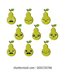 Kawaii-Birne. Kawaii-Fruchtvektor.