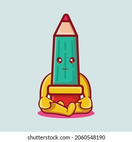 kawaii pencil mascot with sad gesture isolated cartoon in flat style