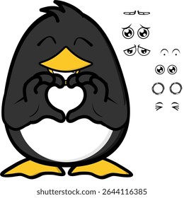 kawaii penguin character cartoon expressions pack collection in vector art