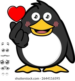 kawaii penguin character cartoon expressions pack collection in vector art