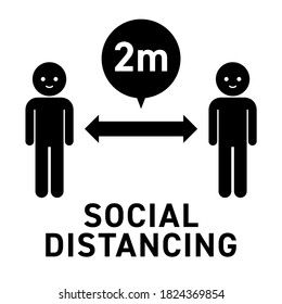 Kawaii Pictogram: 2 Meters Social Distancing