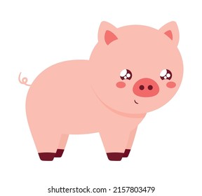 Kawaii Pig Design Over White