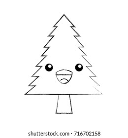 kawaii pine tree forest natural flora cartoon