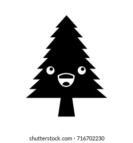 kawaii pine tree forest natural flora cartoon