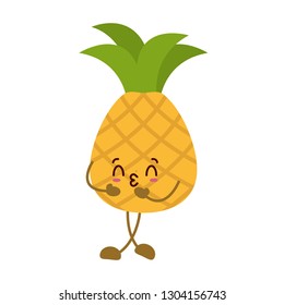 kawaii pineapple cartoon character