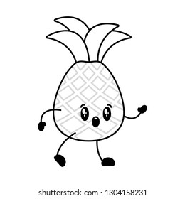 Kawaii Pineapple Cartoon Character