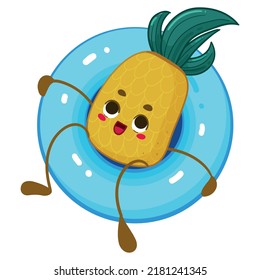 Kawaii Pineapple Character Summer Sticker