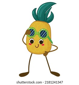 Kawaii Pineapple Character Summer Sticker