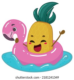 Kawaii Pineapple Character Summer Sticker