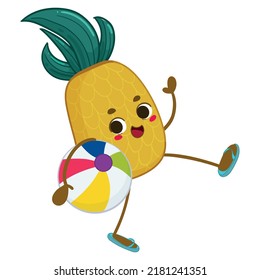 kawaii pineapple character summer sticker