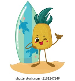 Kawaii Pineapple Character Summer Sticker