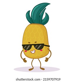Kawaii pineapple character for summer stickers