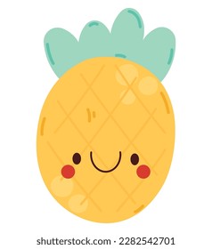 kawaii pineapple design over white