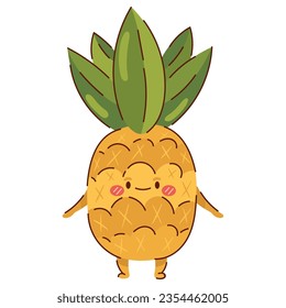 kawaii pineapple fruit cartoon icon isolated