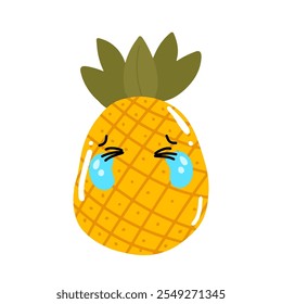 kawaii pineapple fruit emoticon design