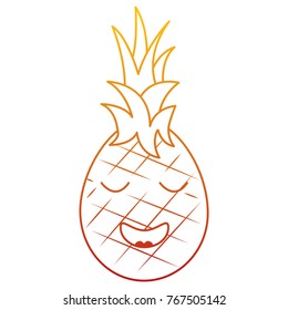 kawaii pineapple fruit expression facial cartoon