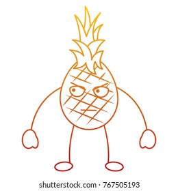 kawaii pineapple fruit expression facial cartoon