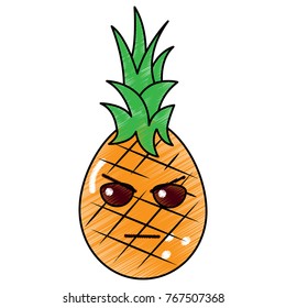 kawaii pineapple fruit expression facial cartoon