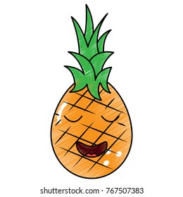 kawaii pineapple fruit expression facial cartoon