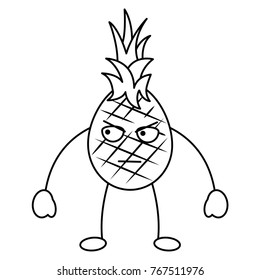 kawaii pineapple fruit expression facial cartoon