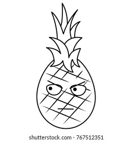 kawaii pineapple fruit expression facial cartoon