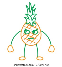 kawaii pineapple fruit expression facial cartoon