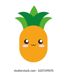kawaii pineapple fruit icon over white background colorful design vector illustration
