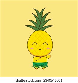 The Kawaii Pineapple Mascot Vector Design is an adorable and charming representation of a pineapple, infused with the popular Japanese art style, Kawaii. Eps 10