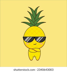 The Kawaii Pineapple Mascot Vector Design is an adorable and charming representation of a pineapple, infused with the popular Japanese art style, Kawaii. Eps 10