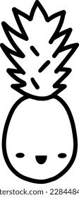 Kawaii pineapple vector linear illustration