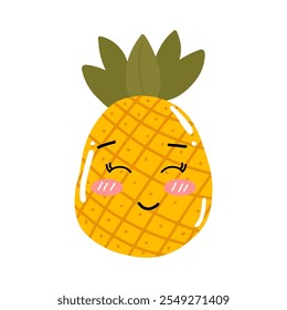 kawaii pineapples. pineapple Icon, Logo, Vector Illustration in Kawaii Style