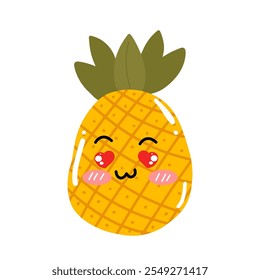 kawaii pineapples. pineapple Icon, Logo, Vector Illustration in Kawaii Style