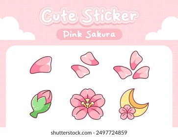 Kawaii Pink Cherry blossoms cute sticker collection