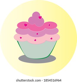 Kawaii Pink Green Cupcake Design