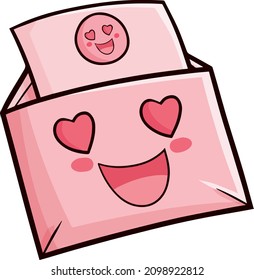 Kawaii pink letter cartoon falling in love