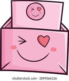 Kawaii pink letter cartoon wink