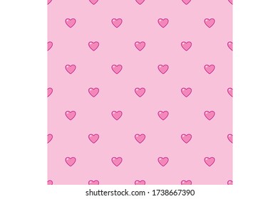 Patrón rosa de Kawaii con formas de Corazón Cuto