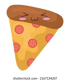 Kawaii Pizza Design Over White