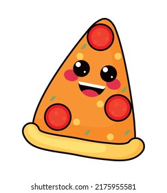 Kawaii Pizza Icon On White Background