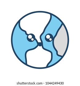 kawaii planet earth  vector illustration