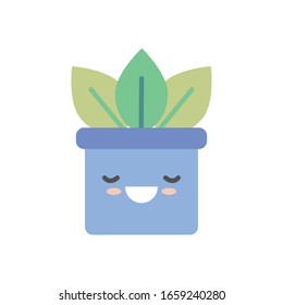 Kawaii-Pflanze im Topf flache Ikone Design der floralen Natur Garten-Ornament Botanik Dekoration Schönheit und Flora Thema Vektorillustration Illustration