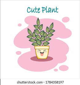 Kawaii Plant in Simple Flat desain 